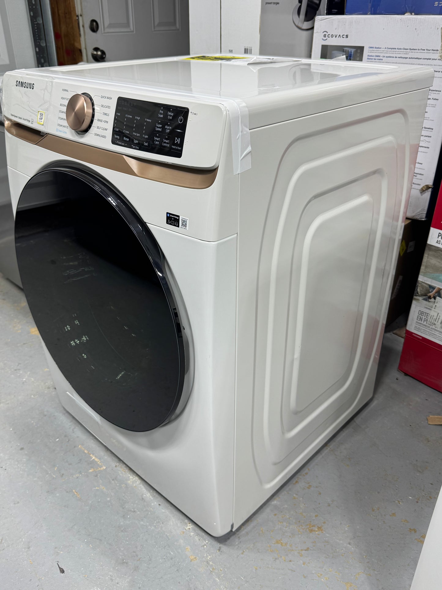 Samsung White Front Load Washer & Electric Dryer Set WF50BG8300AE / DVE50BG8300E Pristine new condition.