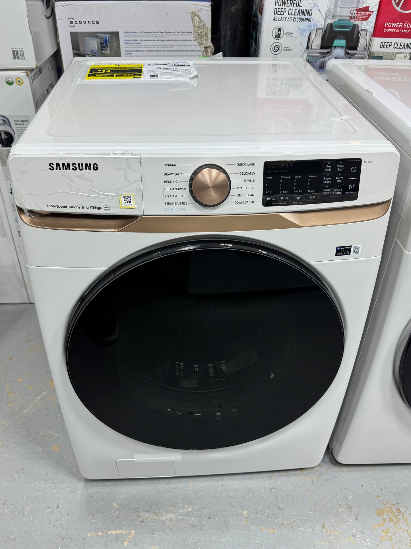 Samsung White Front Load Washer & Electric Dryer Set WF50BG8300AE / DVE50BG8300E  Pristine new condition.