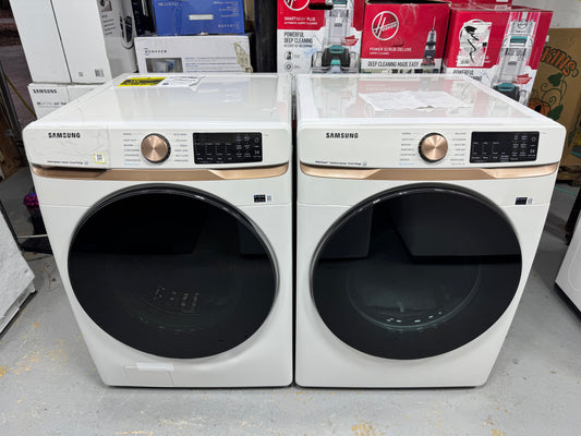 Samsung White Front Load Washer & Electric Dryer Set WF50BG8300AE / DVE50BG8300E  Pristine new condition.